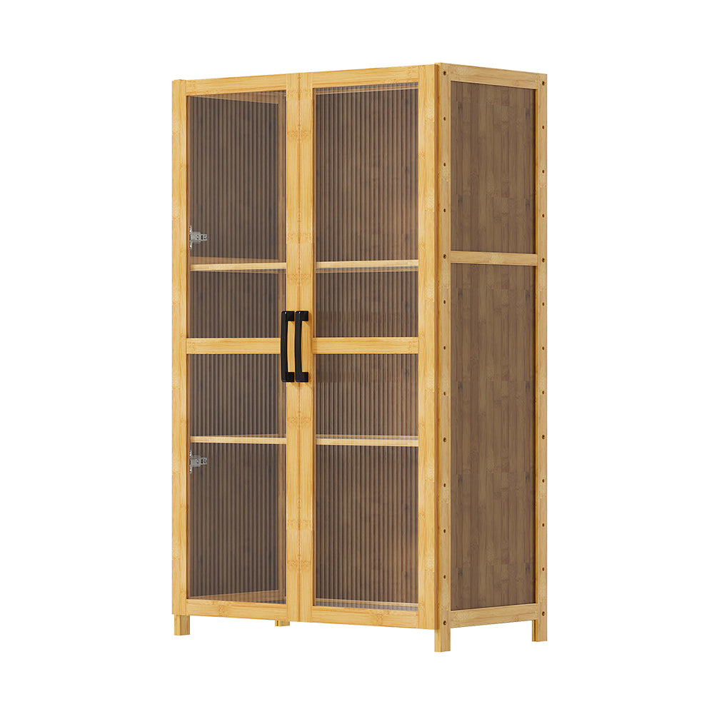 3-tier Narrow Bookcase Storage Cabinet With Acrylic Double  Door