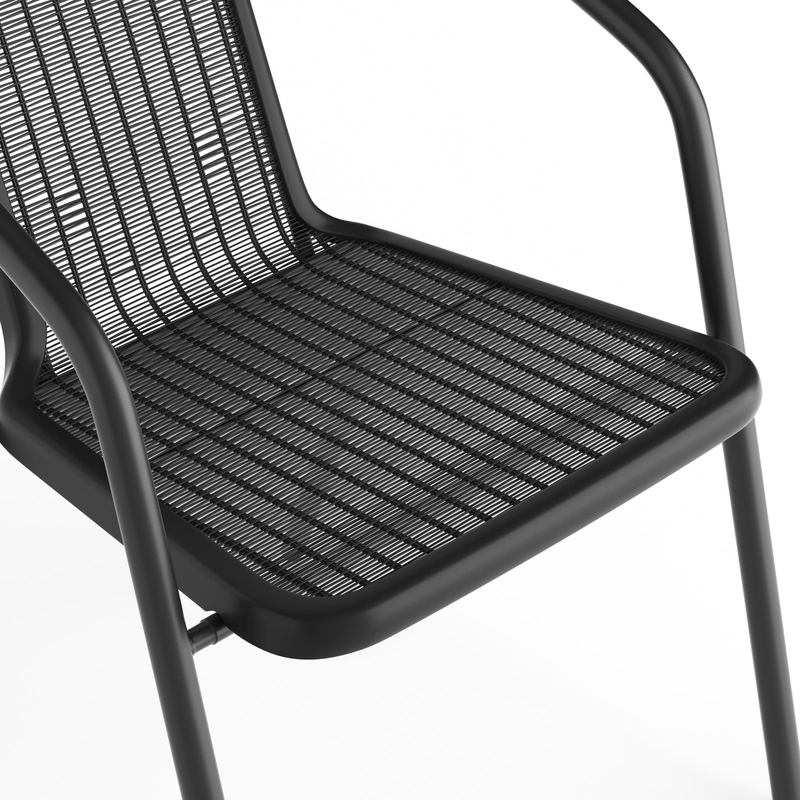 Pe Rattan Stacking Garden Chairs – Set Of 2 / 4 Outdoor Patio Chairs | Set-of-4 | Black