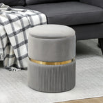 Round Pouffe Storage Footstool With Hidden Space | Light Grey