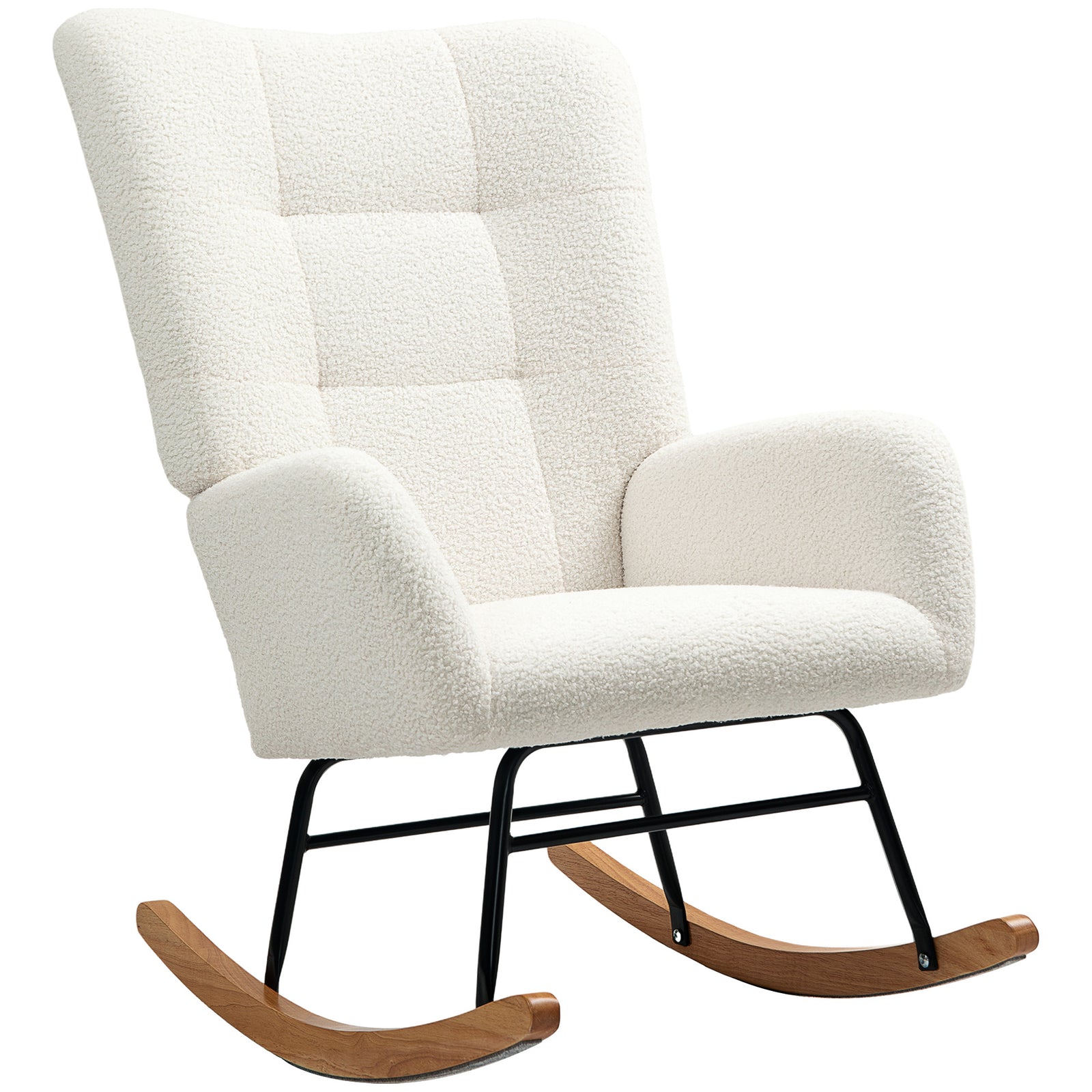 Rocking Chair, Modern Armchair With Backrest For Bedroom | Cream