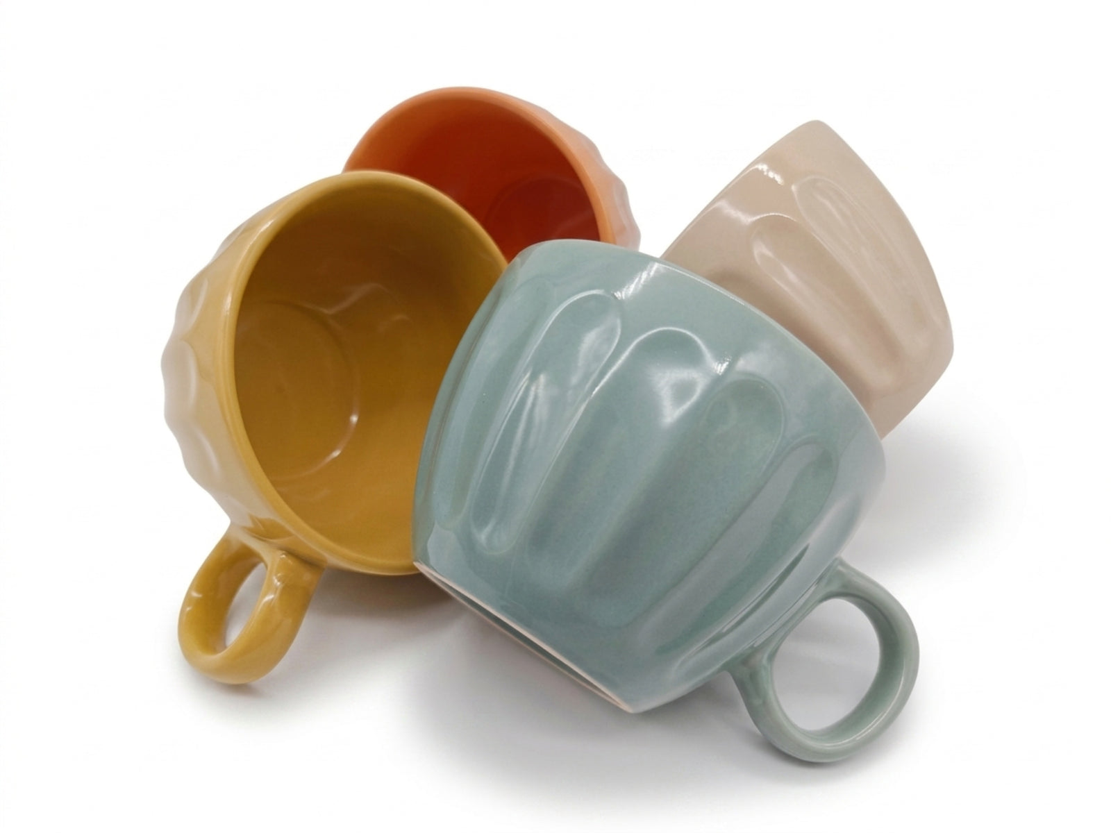 Ceramic Coffee Mugs 4pc Set 15oz Large Tea Cups Assorted Colours