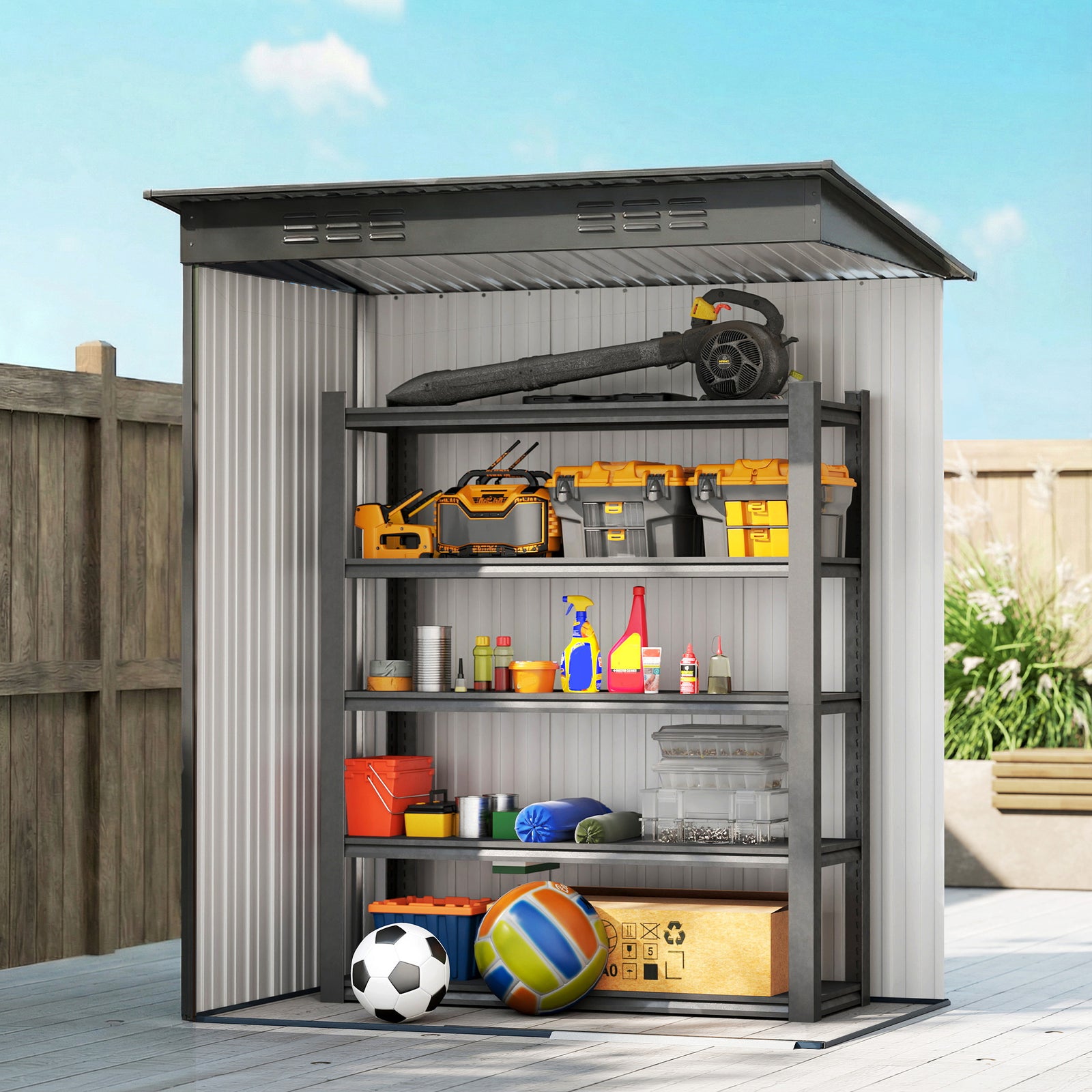 Outsunny 5 X 3.5ft Metal Garden Shed With Effortless Assembly, Light Grey