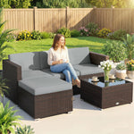 Garden Furniture Set W/ Padded Cushions Corner Sofa Set | Brown