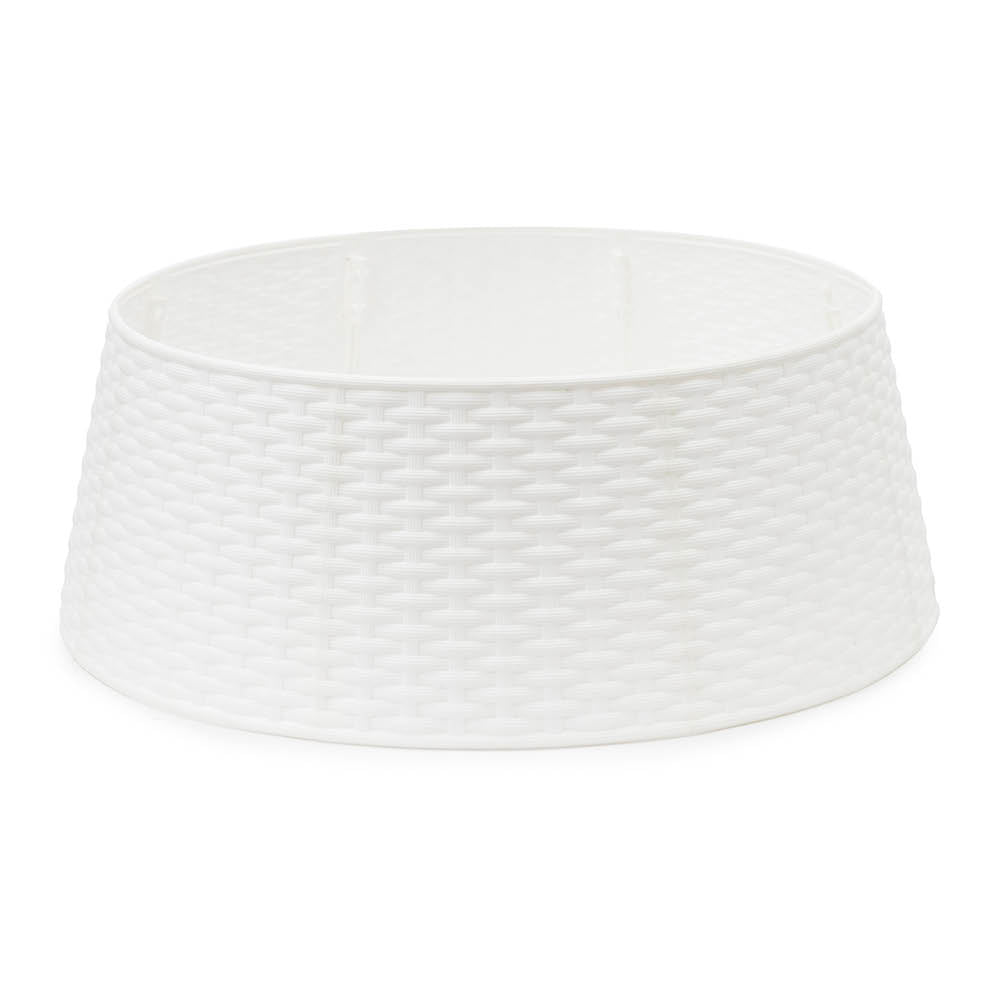 Round Rattan Christmas Tree Skirt - White