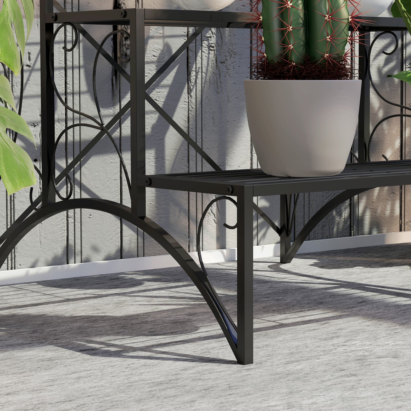 3-tier Metal Plant Stand For Garden Balcony Indoor Outdoor