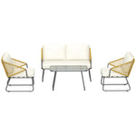 4 Piece Rattan Garden Furniture Set With Cushions | Natural