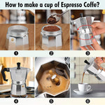 6 Cup Stovetop Espresso Maker Italian Moka Pot