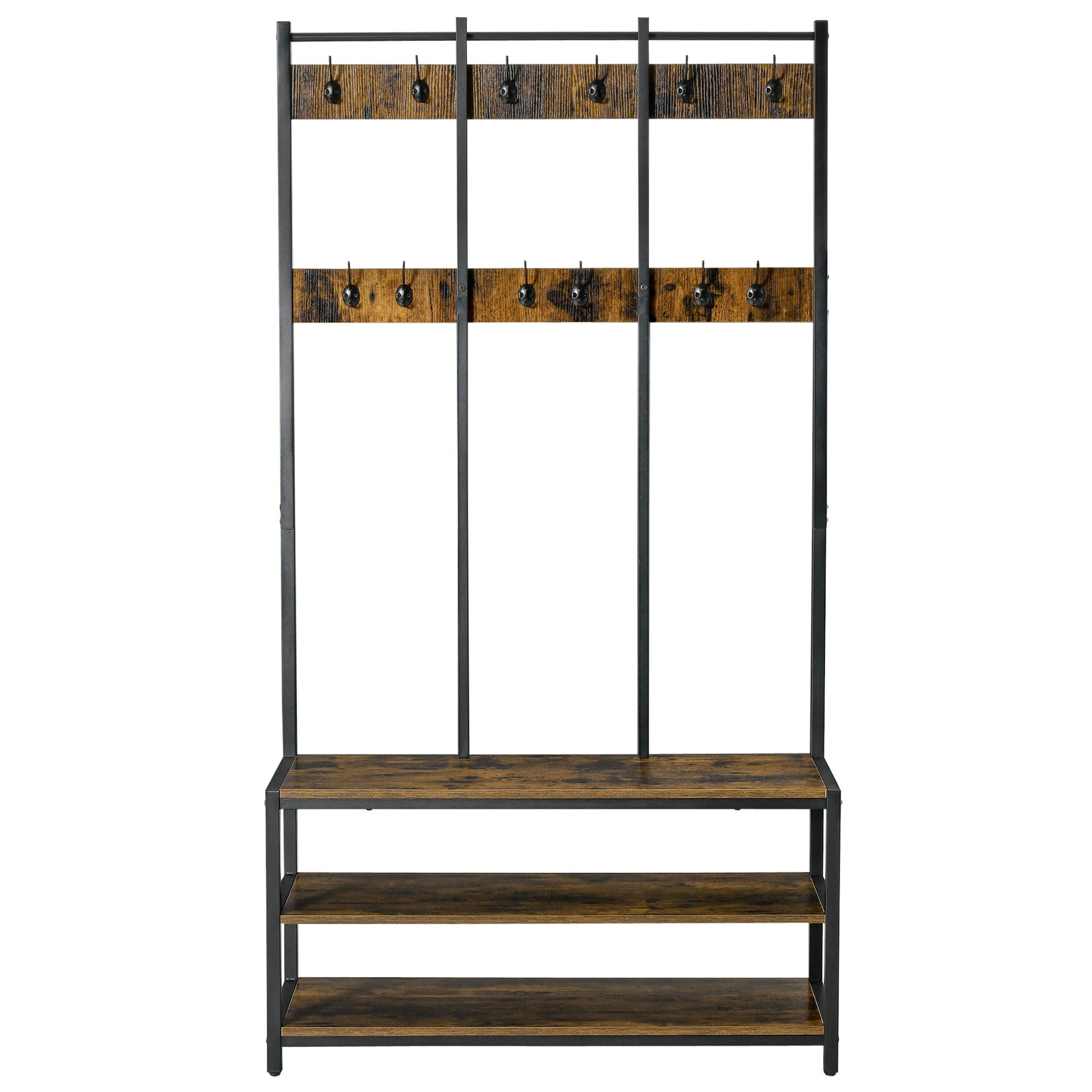 Entryway Coat Rack Hall Tree Shoe Bench 3 In 1 Design