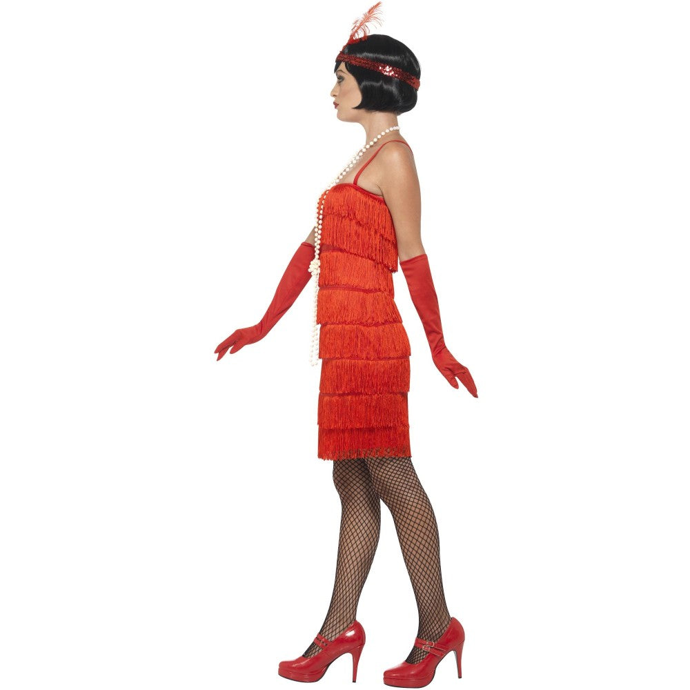 Flapper Costume, With Short Dress | Small | Red