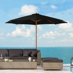 3m Wooden Bamboo Parasol Outdoor Umbrella Canopy | Black