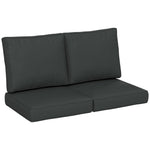 2 Seater Outdoor Seat Cushions, Water Repellent W/ Backrest | Charcoal Gray