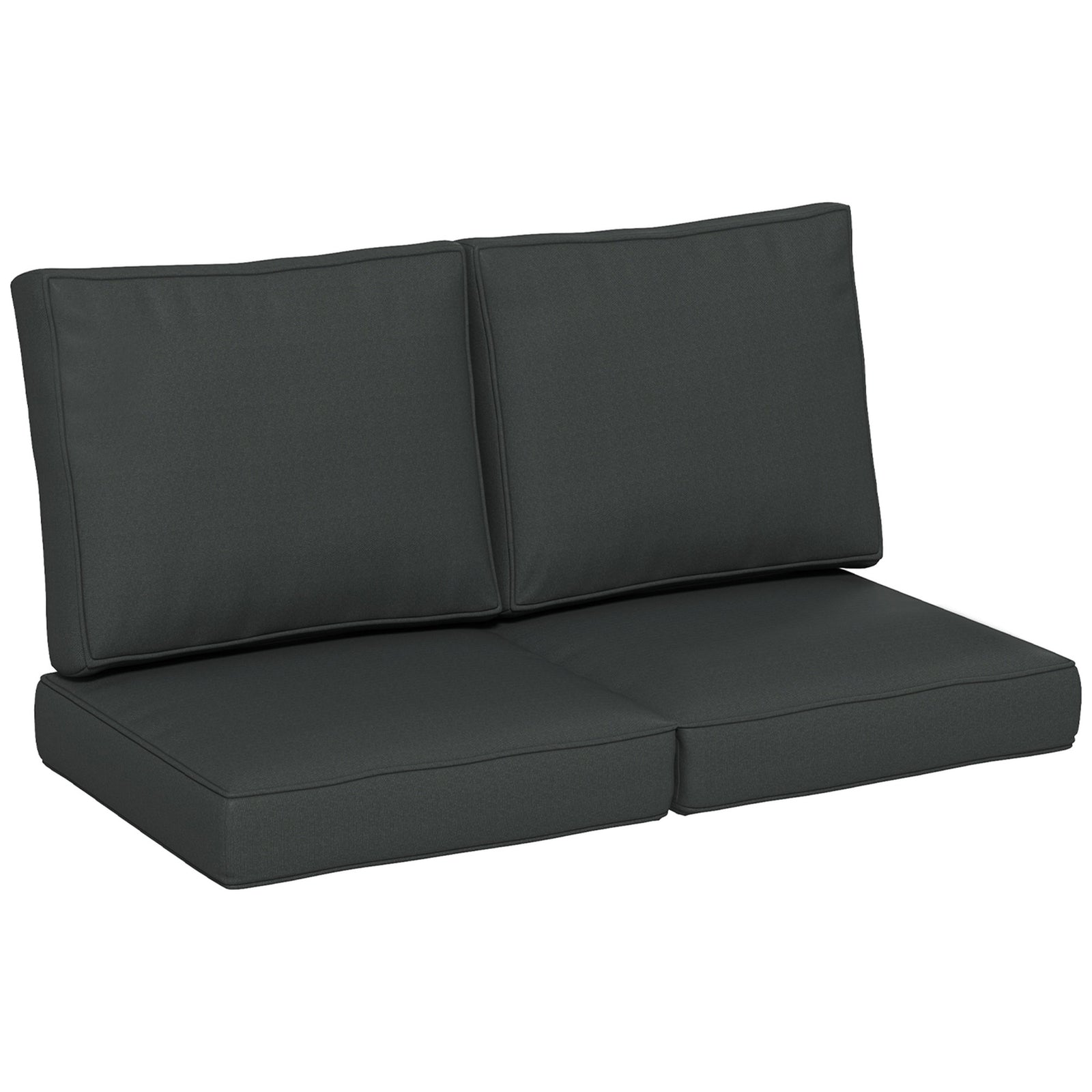 2 Seater Outdoor Seat Cushions, Water Repellent W/ Backrest | Charcoal Gray