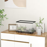 Turtle Tank 28l/50l Glass Turtle Aquarium W/ Easy Drainage, 45 X 25 X 29cm | Black