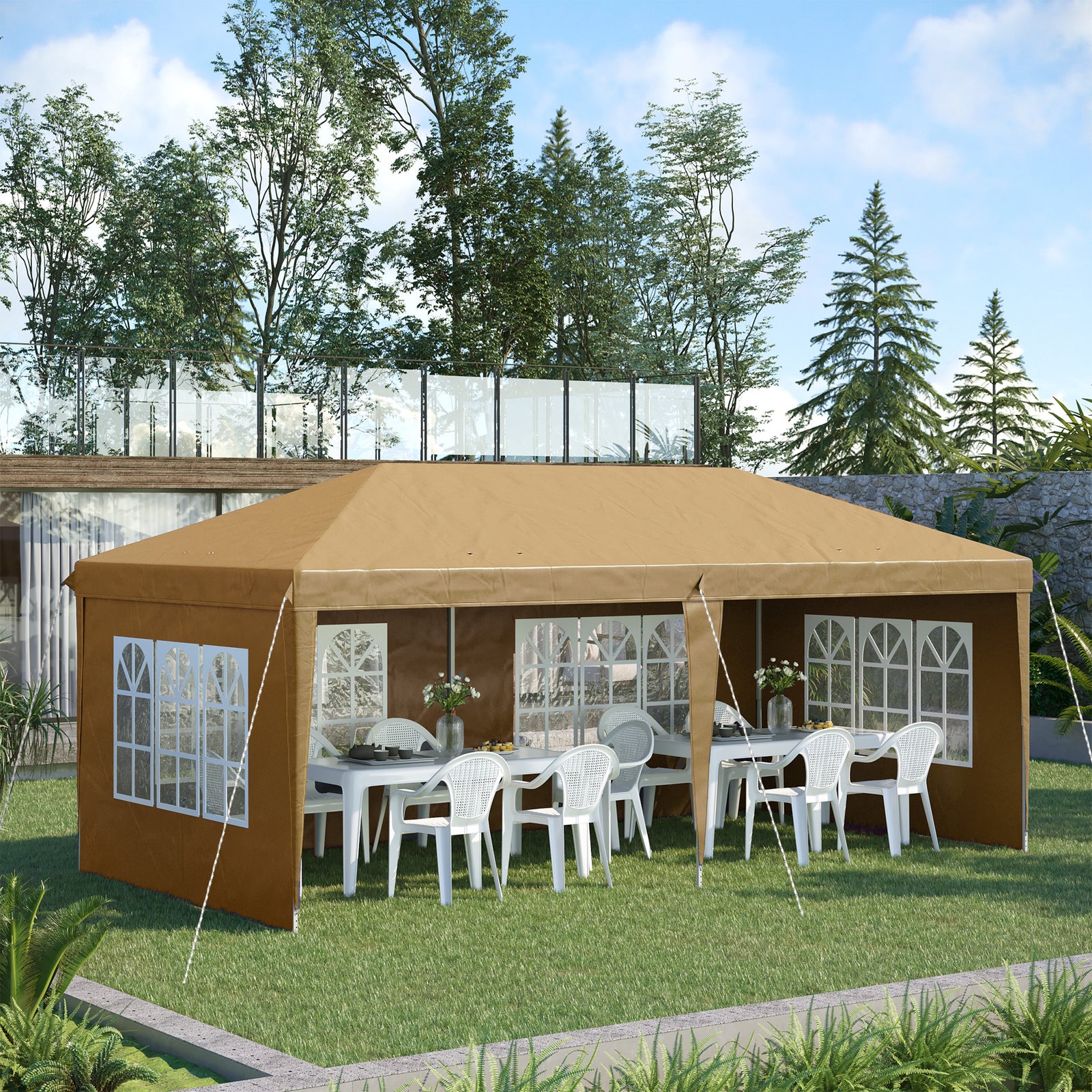 3 X 6m Garden Pop Up Gazebo, Height Adjustable