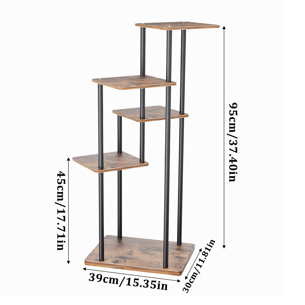 5-tier Tall Corner Plant Stand 95cm H Freestanding Plant Display Shelf For Indoor Garden | One Size | Brown