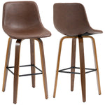 HOMCOM Counter Height Barstools Mid-back Pu Wood Legs