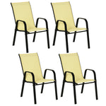 Set Of 4 Garden Dining Chair Set Outdoor W/ Back Armrest | Beige