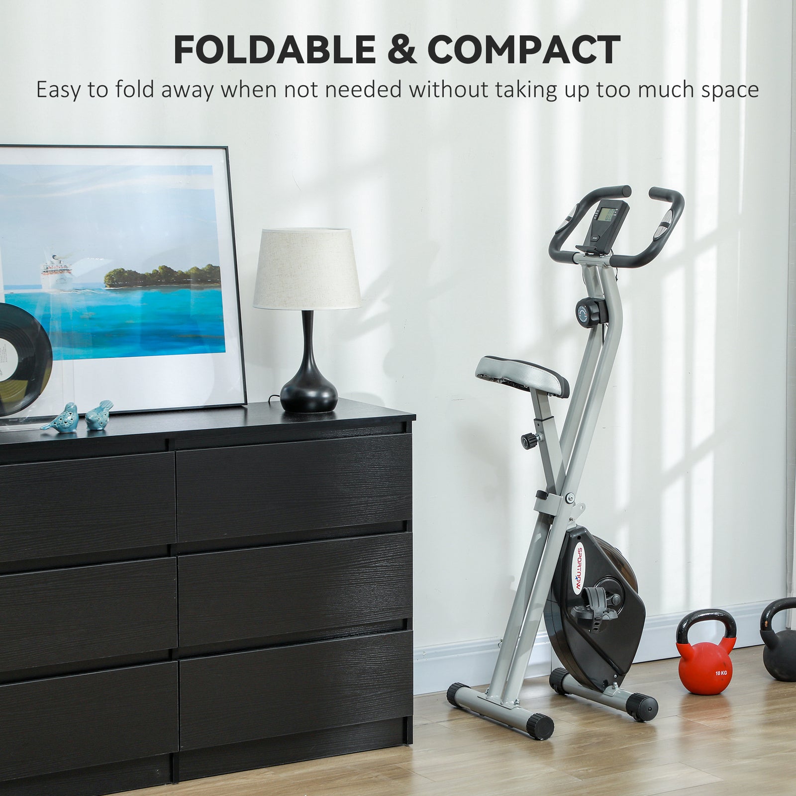Folding Exercise Bike With 8-level Magnetic Resistance | Gray