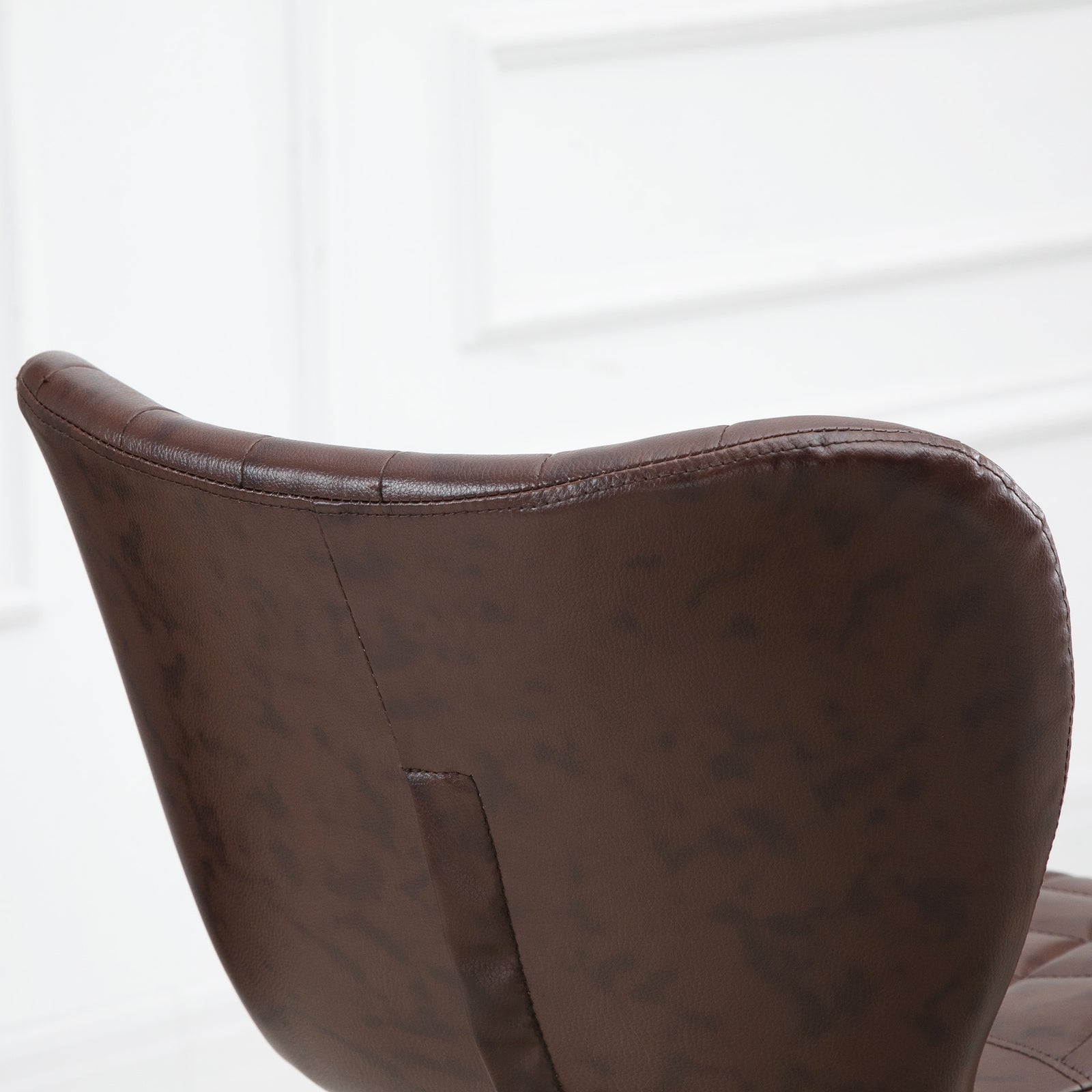 Bar Stools Set Of 2 Pu Leather Adjustable | Brown