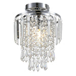 Modern Crystal Droplet Chandelier Chrome Ceiling Light Fixture Flush Mount Pendant Lamp
