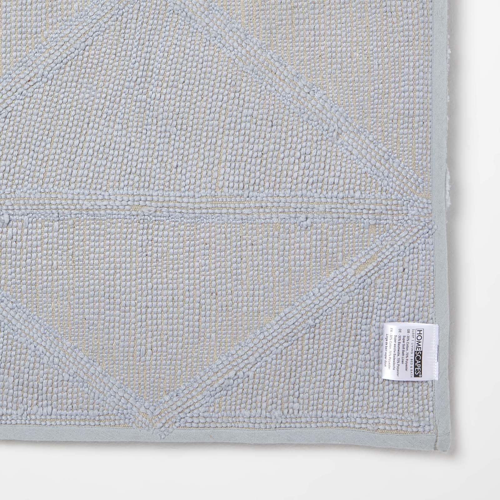 Tufted Geometric Design Bath Mat | 50 x 80cm | Light Blue