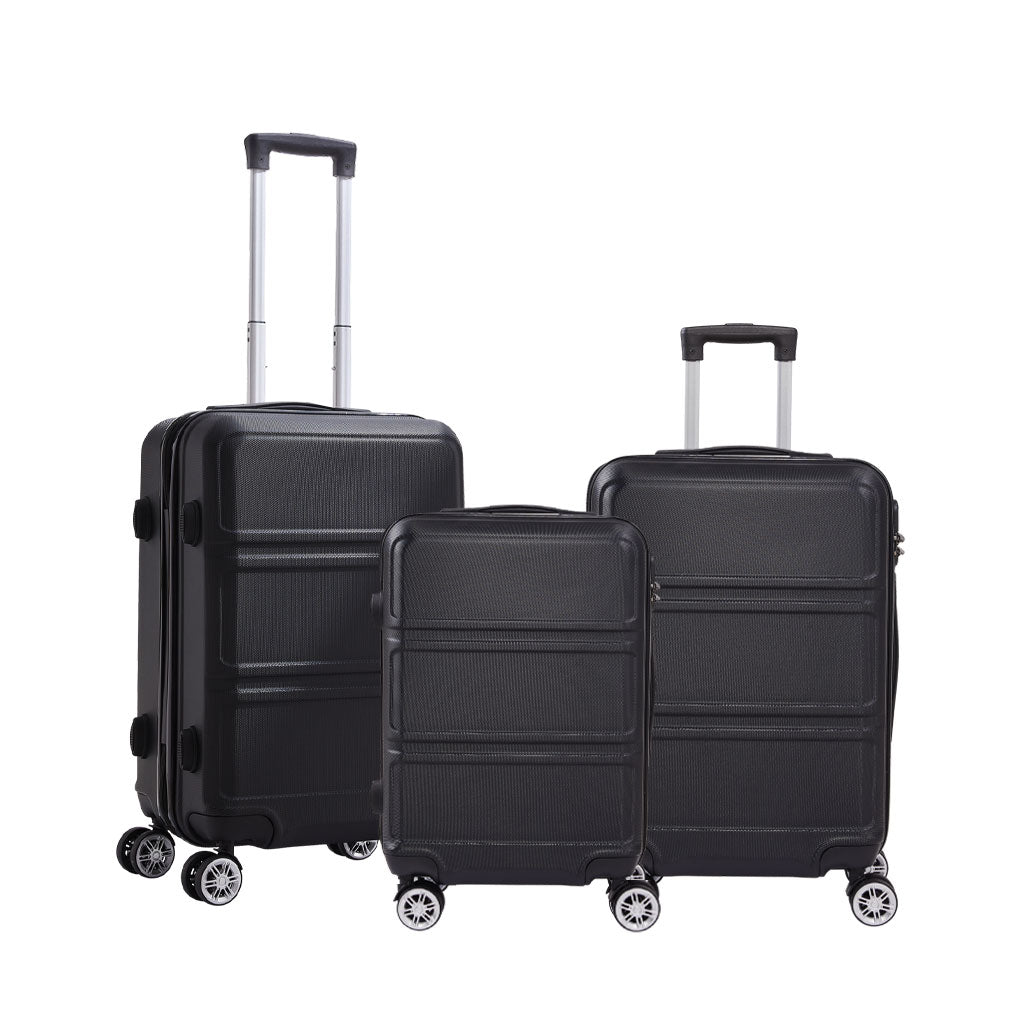 Lockable Travel Suitcase Set | Set of 3 | Black