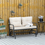 Outdoor Double Rocking Chair Glider Loveseat With Cushion