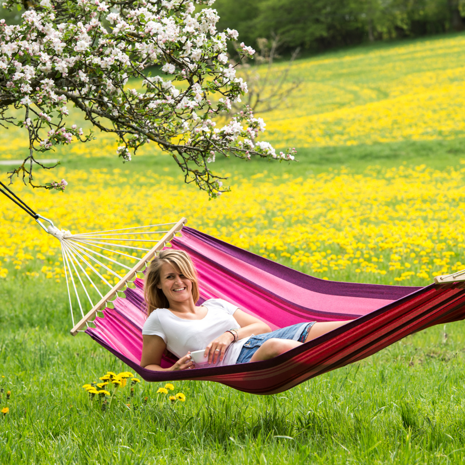 Tonga Candy Single Cotton Garden Hammock With Bag