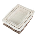 Cotton Lined Antique Wash Straight Sided Tray | Set-of-3 | Brown