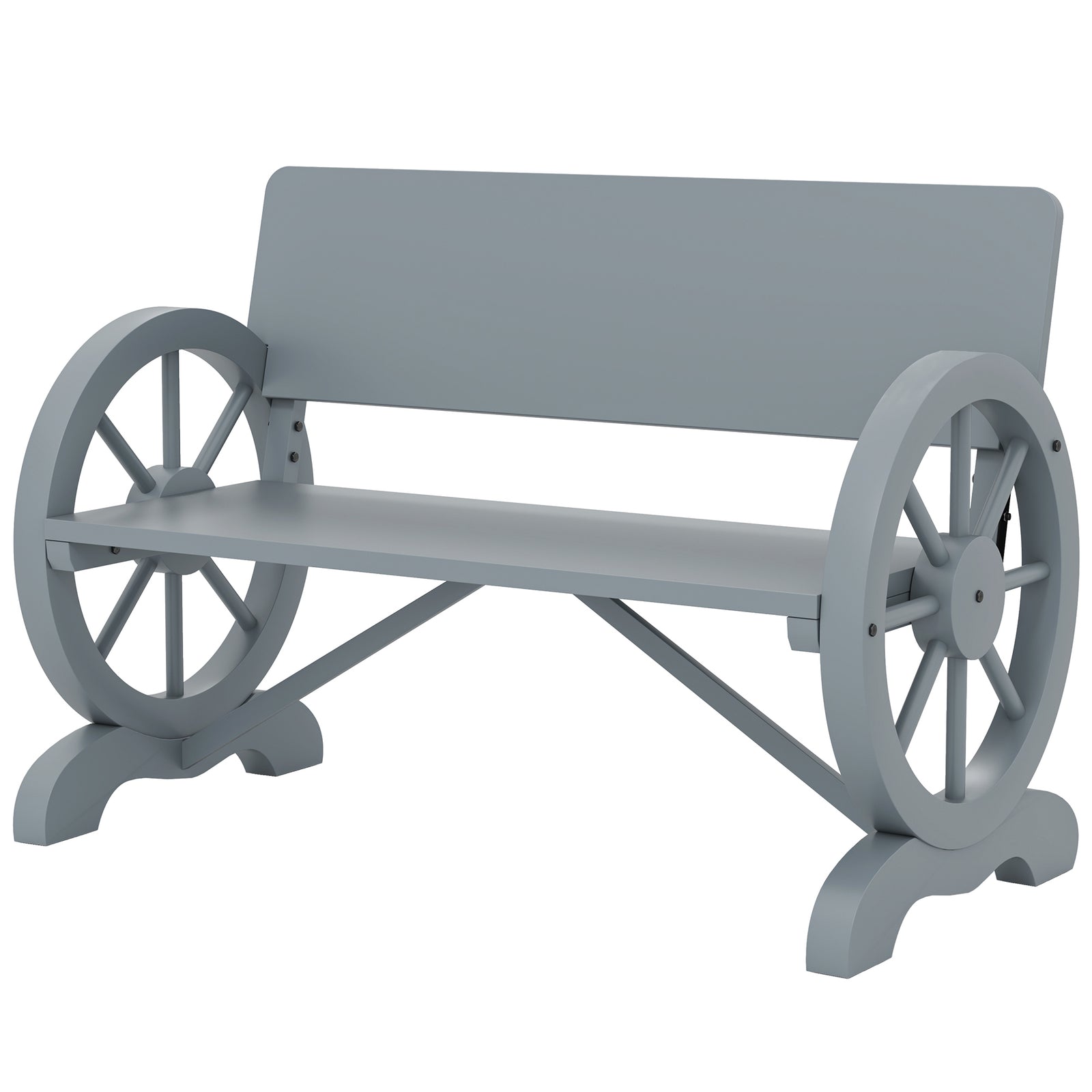 Wooden Garden Bench Outdoor Loveseat With High Back, Grey