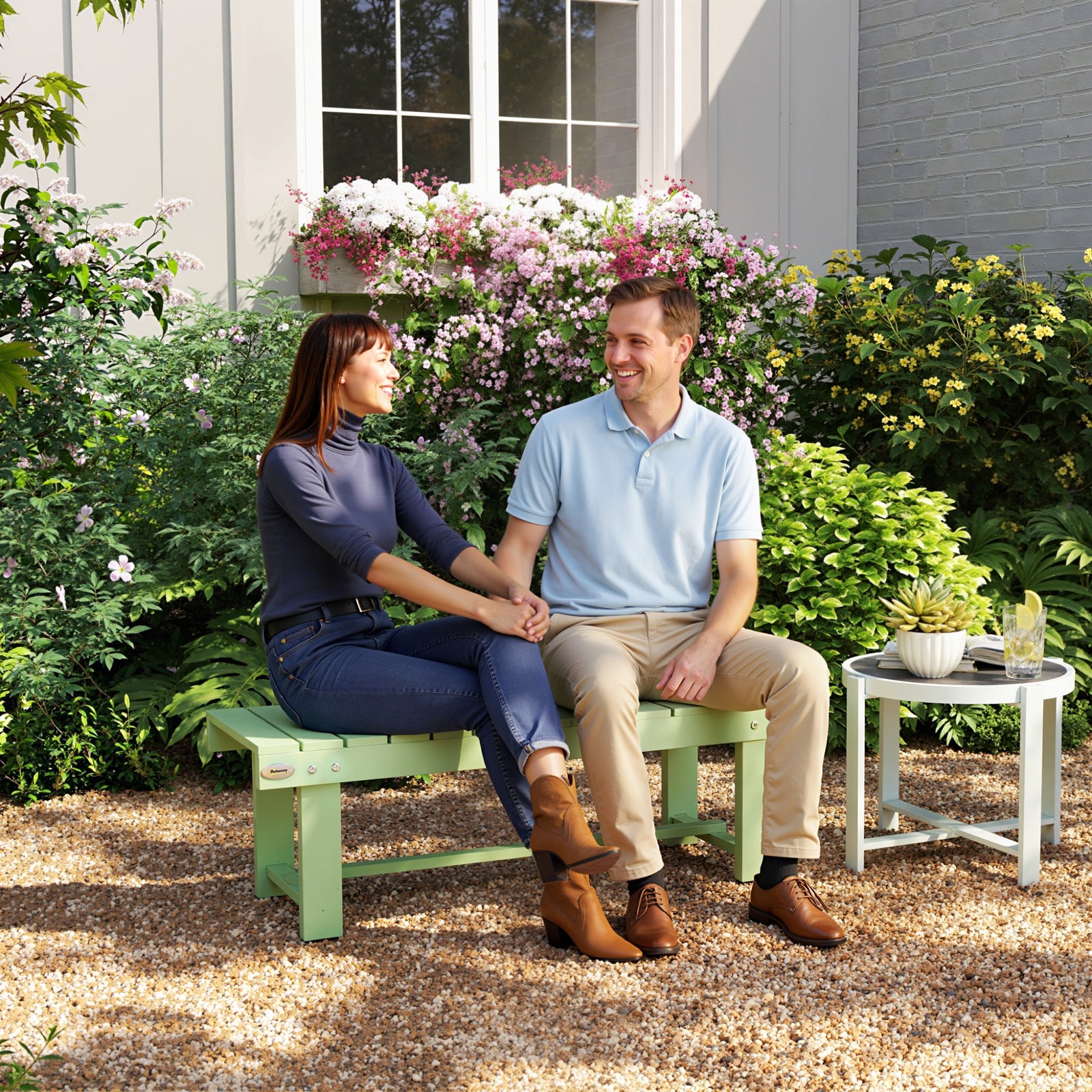 1.1m Outdoor Garden Bench Patio Loveseat Fir Wood 2 Person