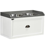 Stainless Steel Raised Dog Bowl W/ 21l Storage Drawer, For Large Dogs | White