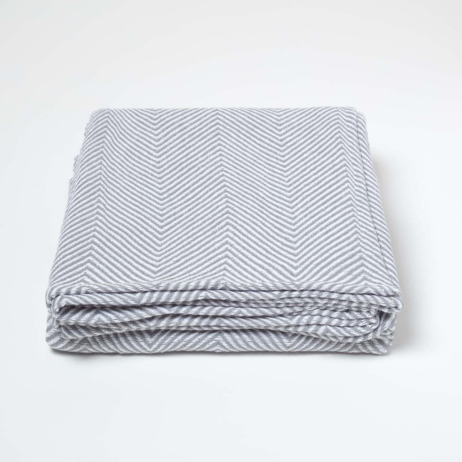 Cotton Halden Chevron Grey Throw | 255cm x 360cm | Grey