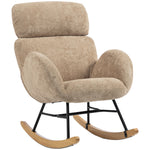 Rocking Chair With Adjustable Headrest Velvet Upholstery | Light Brown