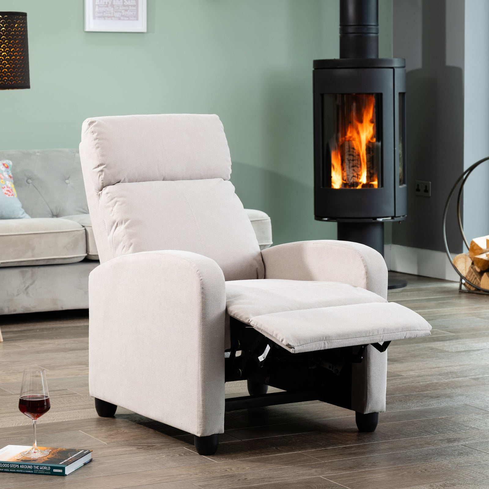 Medina Manual Push Back Recliner Armchair | Stone
