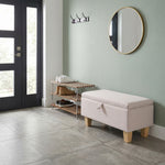 Modern Linen Upholstered Storage Bench | Pink