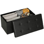 Storage Ottoman Bench, 89l Pu Leather Folding Foot Rest | Black