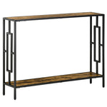Industrial Console Table W/ Storage Shelf Black Metal Frame | One Size | Brown