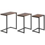 C-shaped Nesting Tables, Set Of 3, Rustic Brown