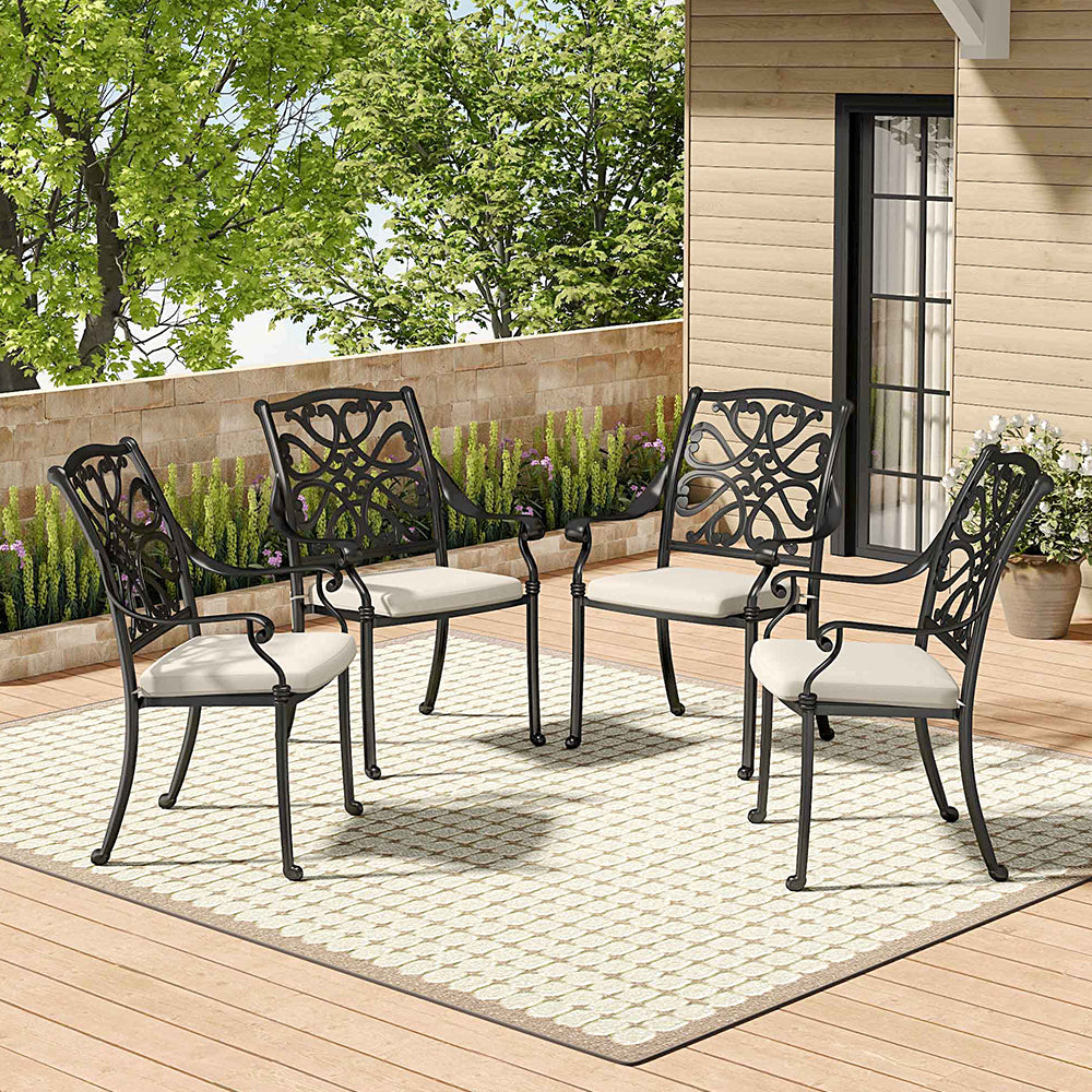 4pcs Aluminium Outdoor Patio Dining Armchair With Cushion