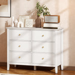 HOMCOM Fluted Chest Of Drawers 6 Drawer Dresser For Bedroom Hallway