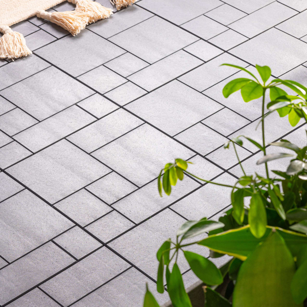 Pack Of 10 Mosaic Composite Interlocking Decking Tiles | Light Grey