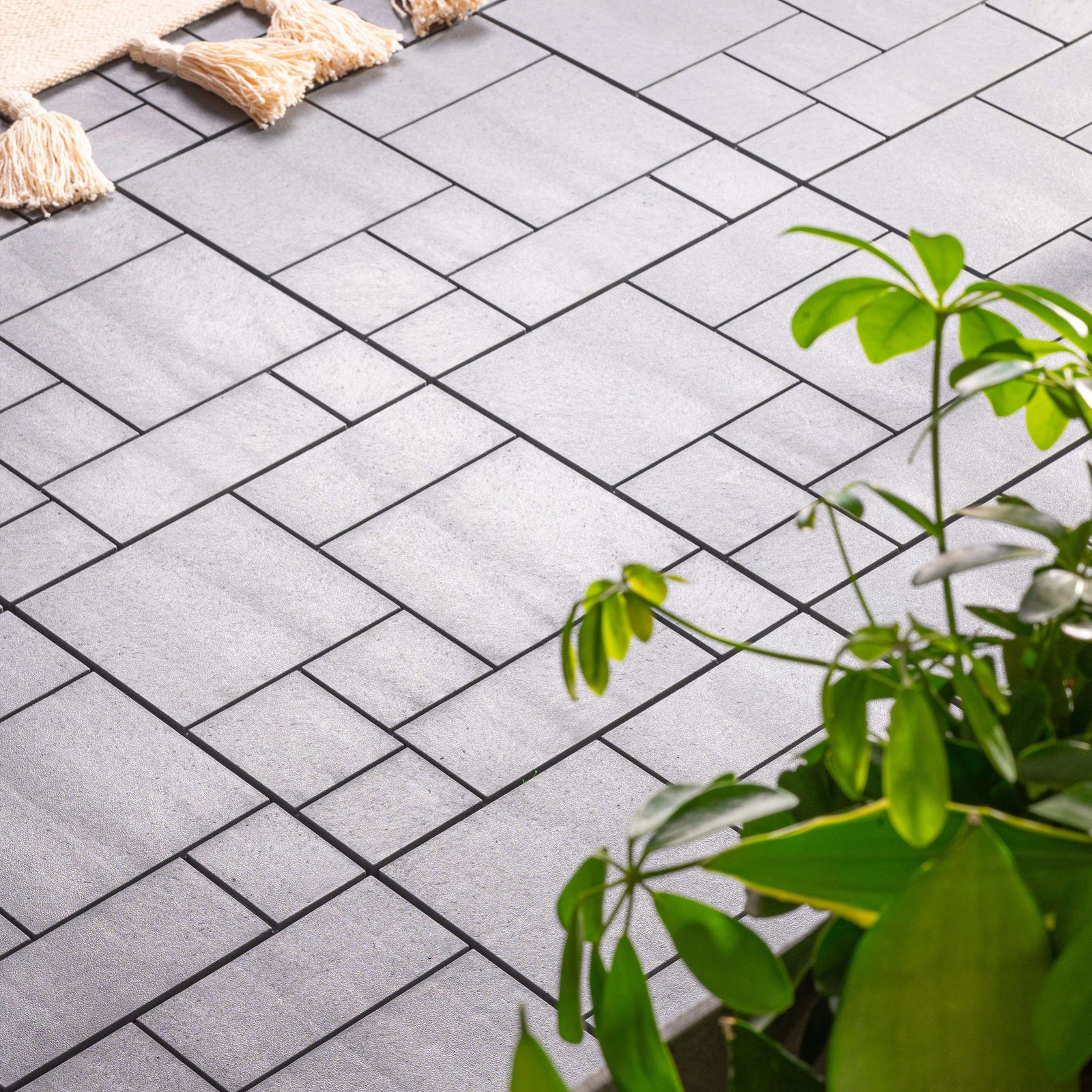 Pack Of 10 Mosaic Composite Interlocking Decking Tiles | Light Grey