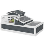 Pawhut Wooden Tortoise House Indoor Outdoor W/ Balcony, Tray, Openable Roof