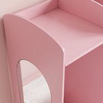 AIYAPLAY Kids Dressing Table With Stool, 2-colour Lights Mirror, Pink