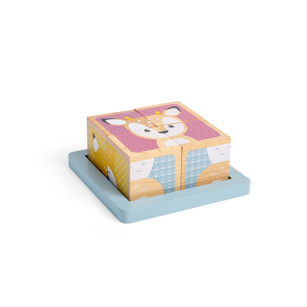 Woodland Cube Puzzle, 4 Pieces, 6 Animals