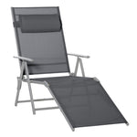 Sling Patio Reclining Chaise Lounge Garden Furniture Folding | Dark Gray