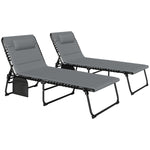 Folding Sun Loungers Set Of 2, Reclining Sun Bed | Charcoal Gray