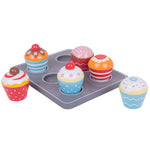 Tray Of 6 Wooden Muffins, Pretend Play Toys