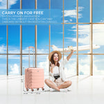 56x45x25cm Large Cabin Carry On Case - Overhead Luggage Suitcase - 4 Spinner Wheels - Abs Shell | 56 x 45 x 25cm | Rose Gold